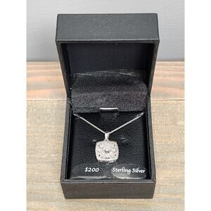 Bridge Diamond Sterling Silver Diamond Cushion Cluster Necklace 1/10 ct. - NWT